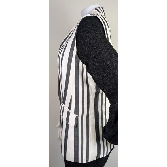 Talbots Gray White Striped Woven Cotton Blend Lined Blazer Vest Size 16 Petite - Picture 4 of 11